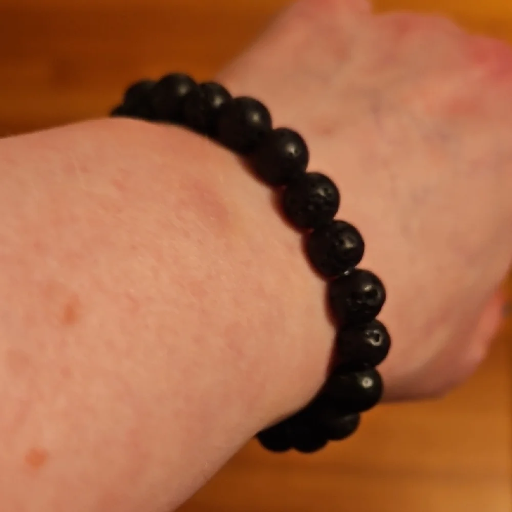 Black Lava Rock Beaded Bracelet, NWOT